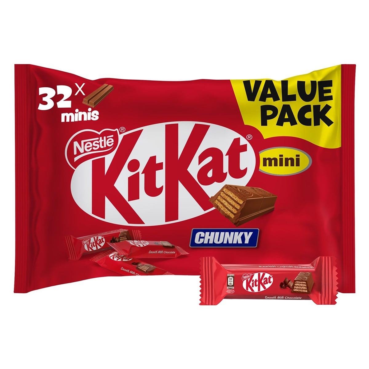 Kit Kat Chunky Mini Wafer Bars Covered With Milk Chocolate 32 pcs 500 g