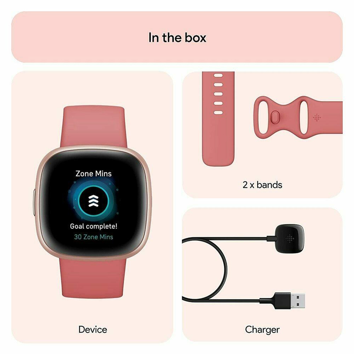 Fitbit versa 4 Pink Sand Copper Square Rose Gold FB523RGRW