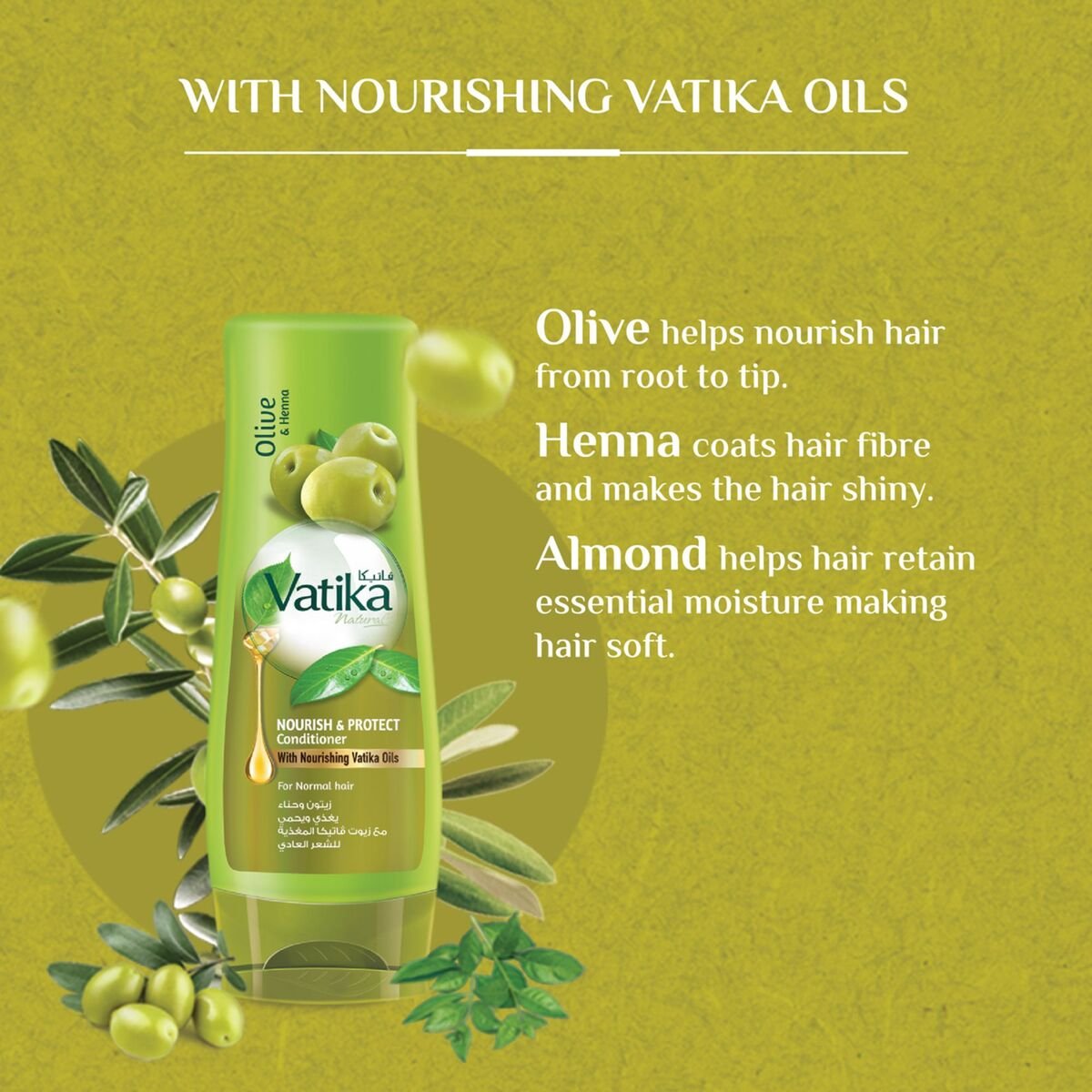 Vatika Naturals Nourish & Protect Conditioner Enriched With Olive & Henna for Normal Hair 200 ml