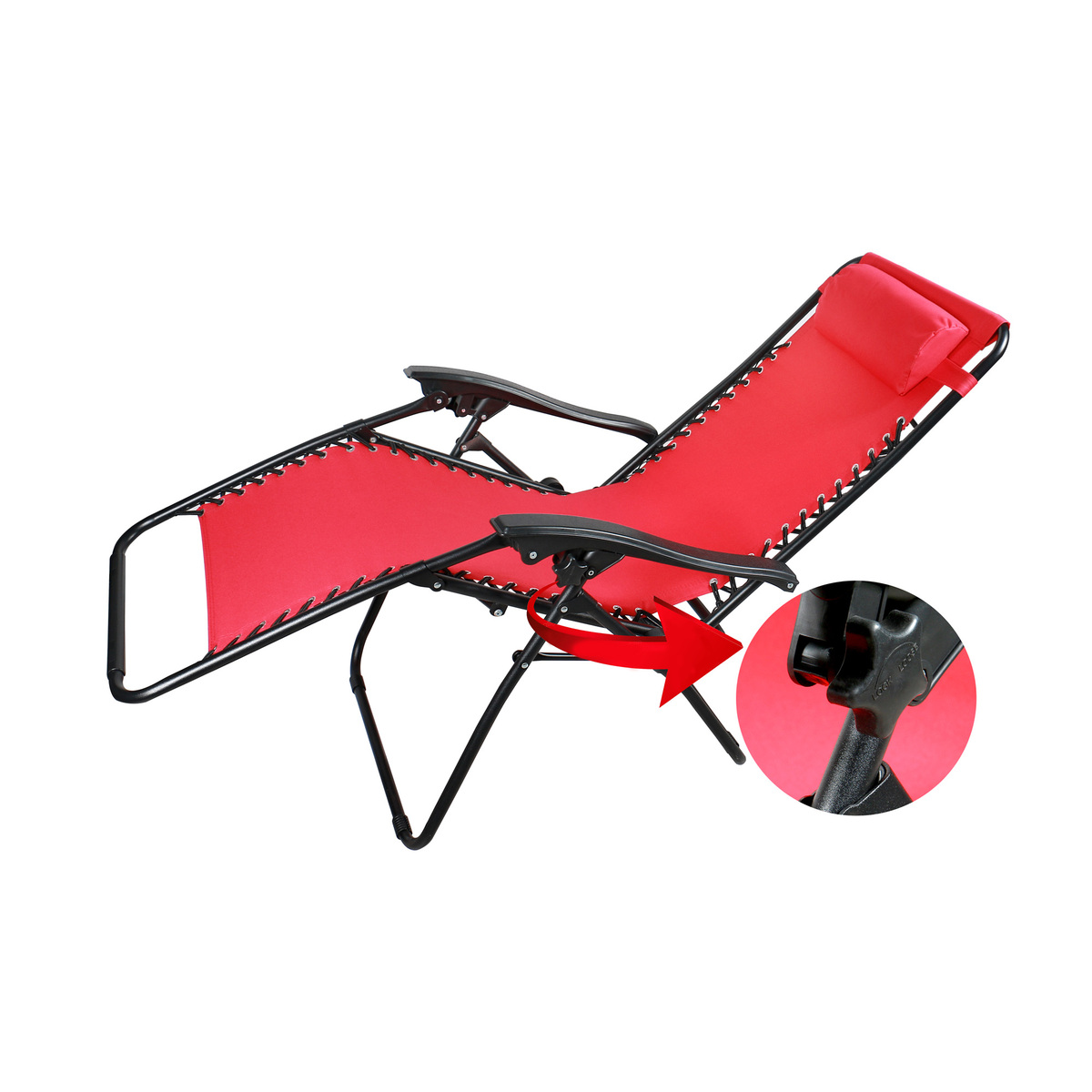 Campmate Zero Gravity Chair, Red/Black, CM-2101