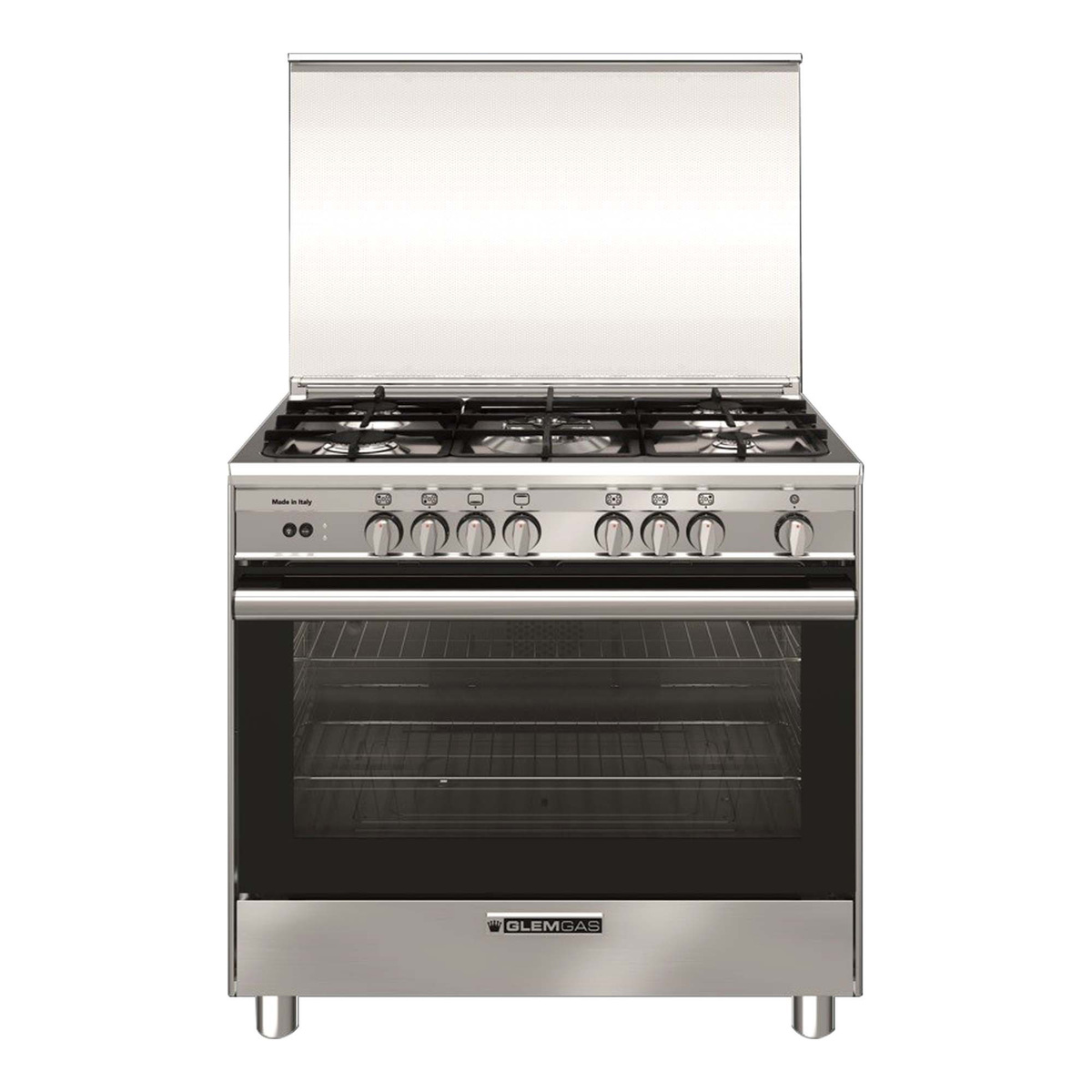 Glemgas Specialista Base Gas Cooking Range With 5 Burners, Stainless Steel, 90X60 cm, SB9612GIFSG