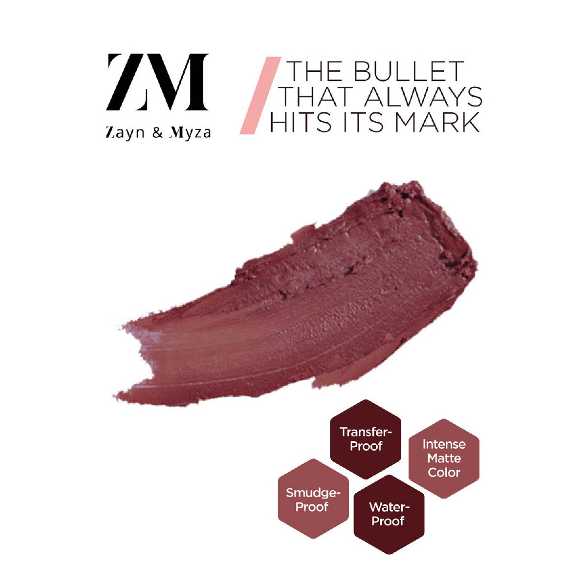 Zayn & Myza Transfer-Proof Power Intense Creamy Matte Color Bullet Lipstick, 3.2 g, Apricot Blush