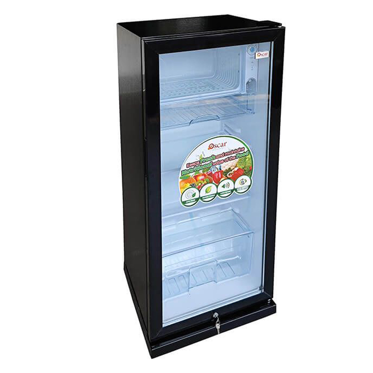 Oscar Single Glass Door Refrigerator, 200 L, Black, ORF 200GDB