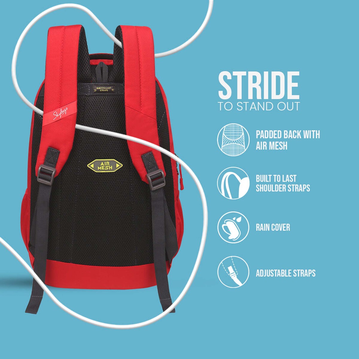 Skybags Backpack, 18 inches, Red, StriderPro4