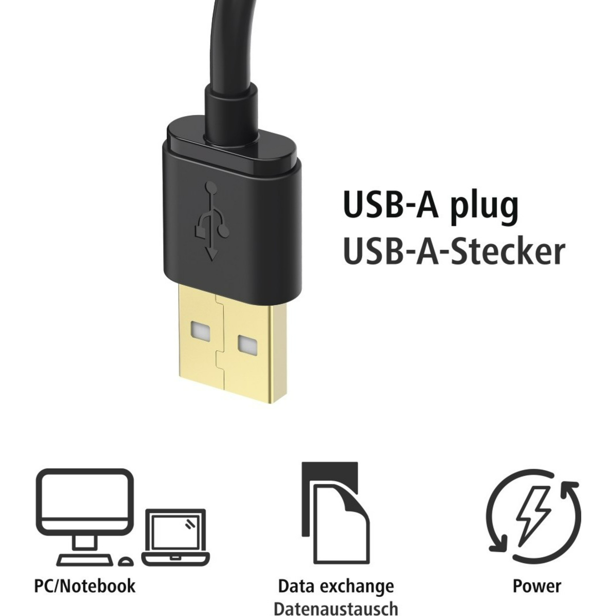 Hama 2-in-1 Micro-USB Cable with USB Type-C Adapter, 1 m, Black, 178327