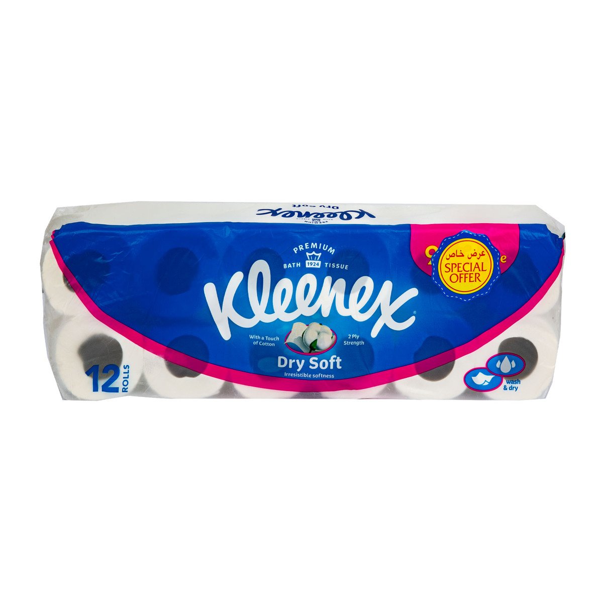 Kleenex Cotton Dry Soft Toilet Roll 200 Sheets 9+3 Rolls