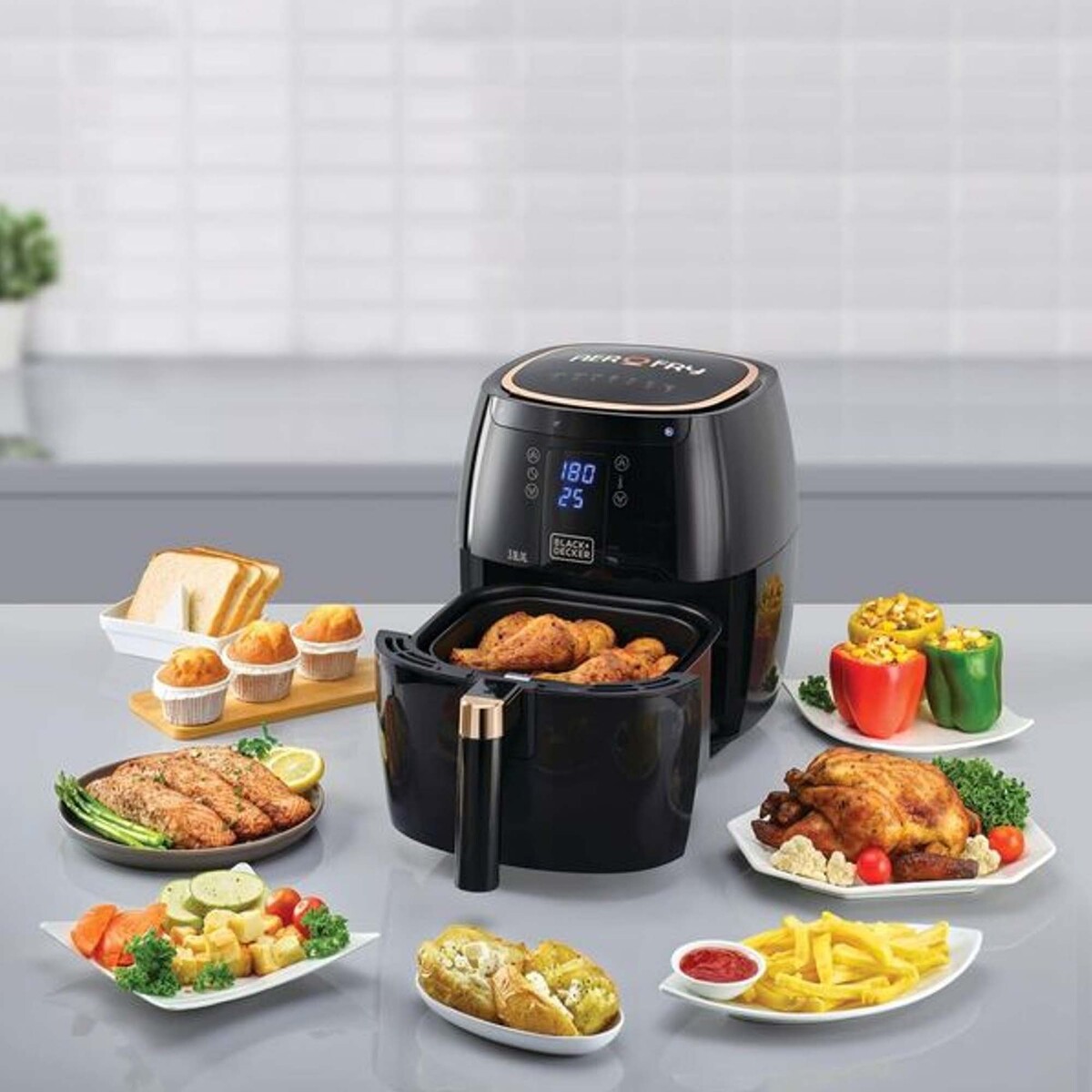 Black+Decker Air Fryer, 5.5 L, Black, AF5539-B5 Online at Best Price, Health Fryers
