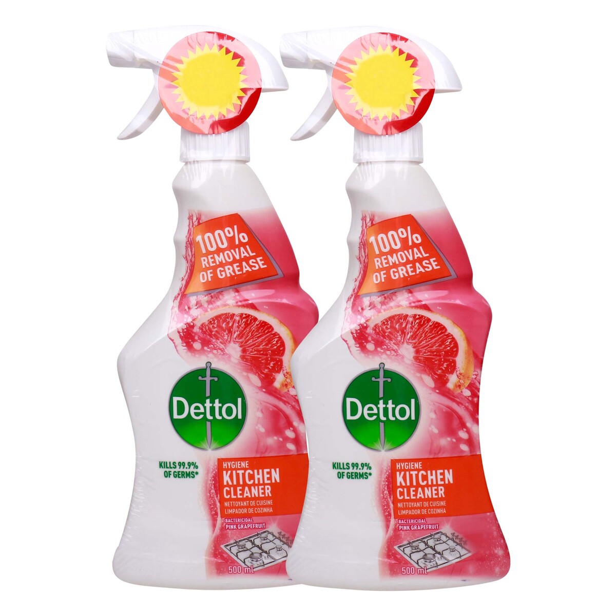 Dettol Hygiene Pink Grape Fruit Kitchen Cleaner, 2 x 500 ml