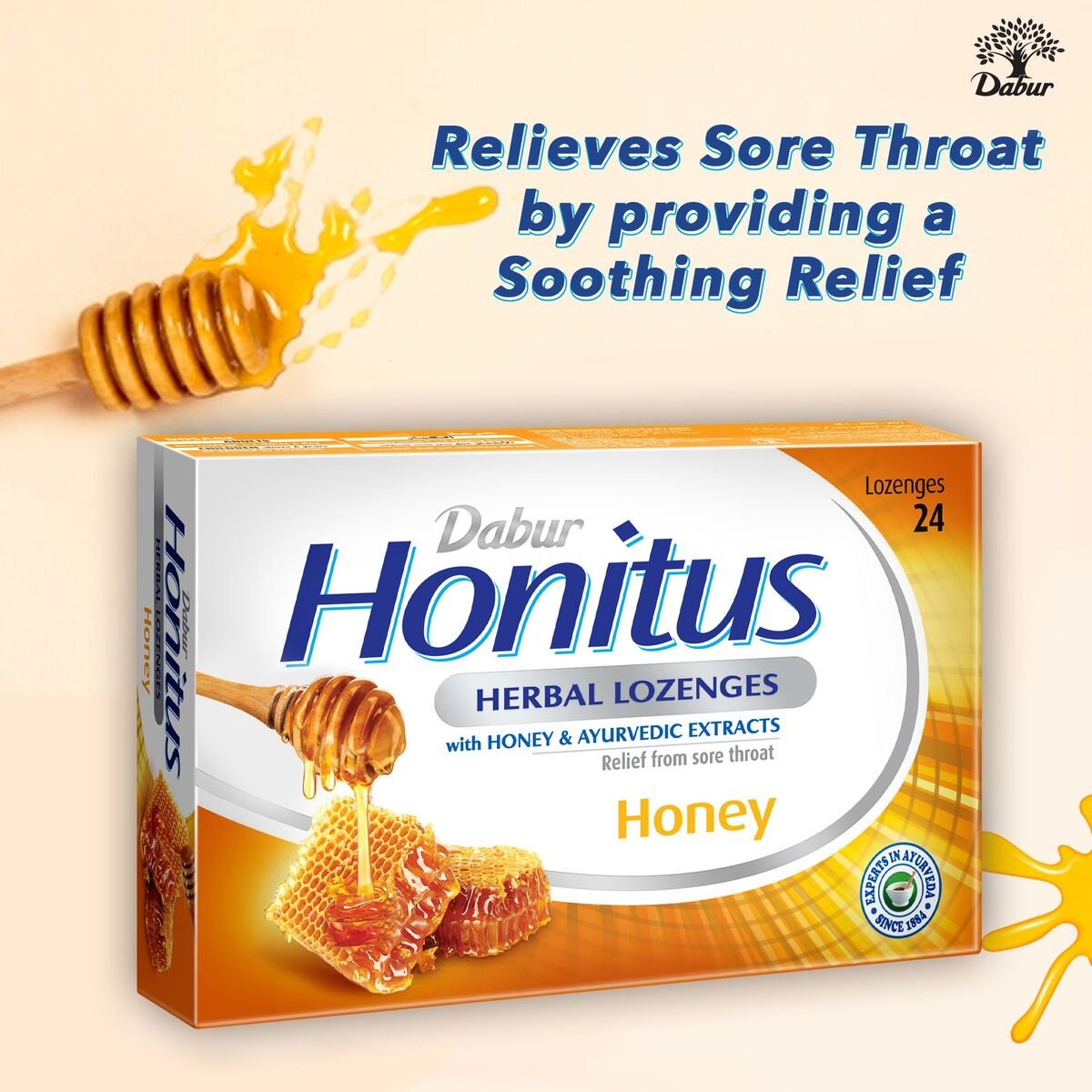 Dabur Honitus Herbal Lozenges with Honey Flavor 24 pcs