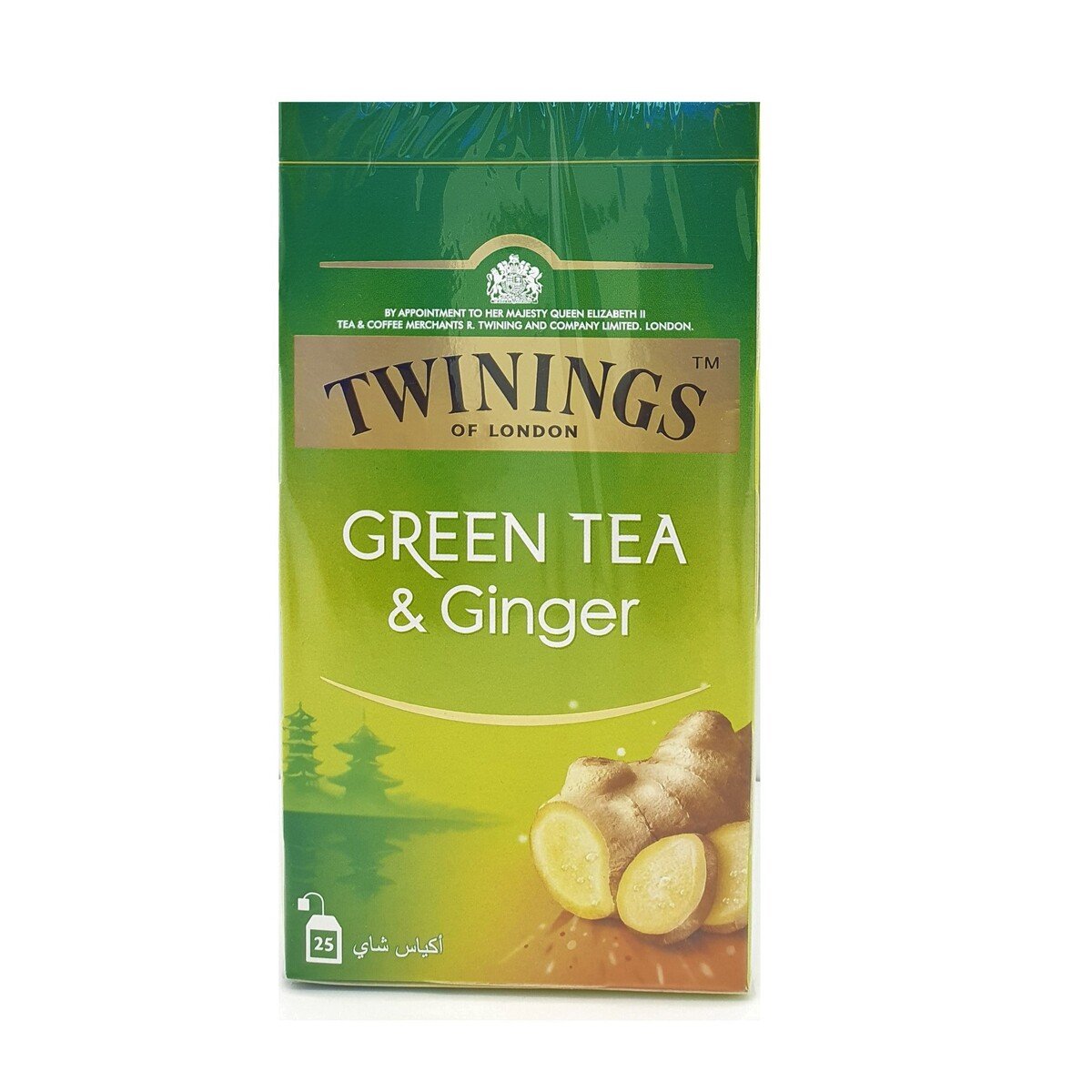 تويننجز شاي أخضر بالزنجبيل عبوة أقتصادية ، 25 كيس × 40 جم