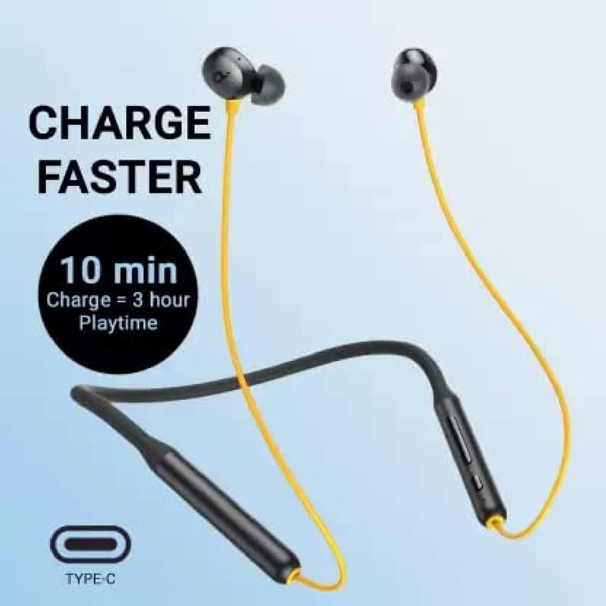 soundcore by Anker R500 Fast Charging Neckband with 20 Hours Playtime Bluetooth in Ear Headset,Yellow(A3213YK1)