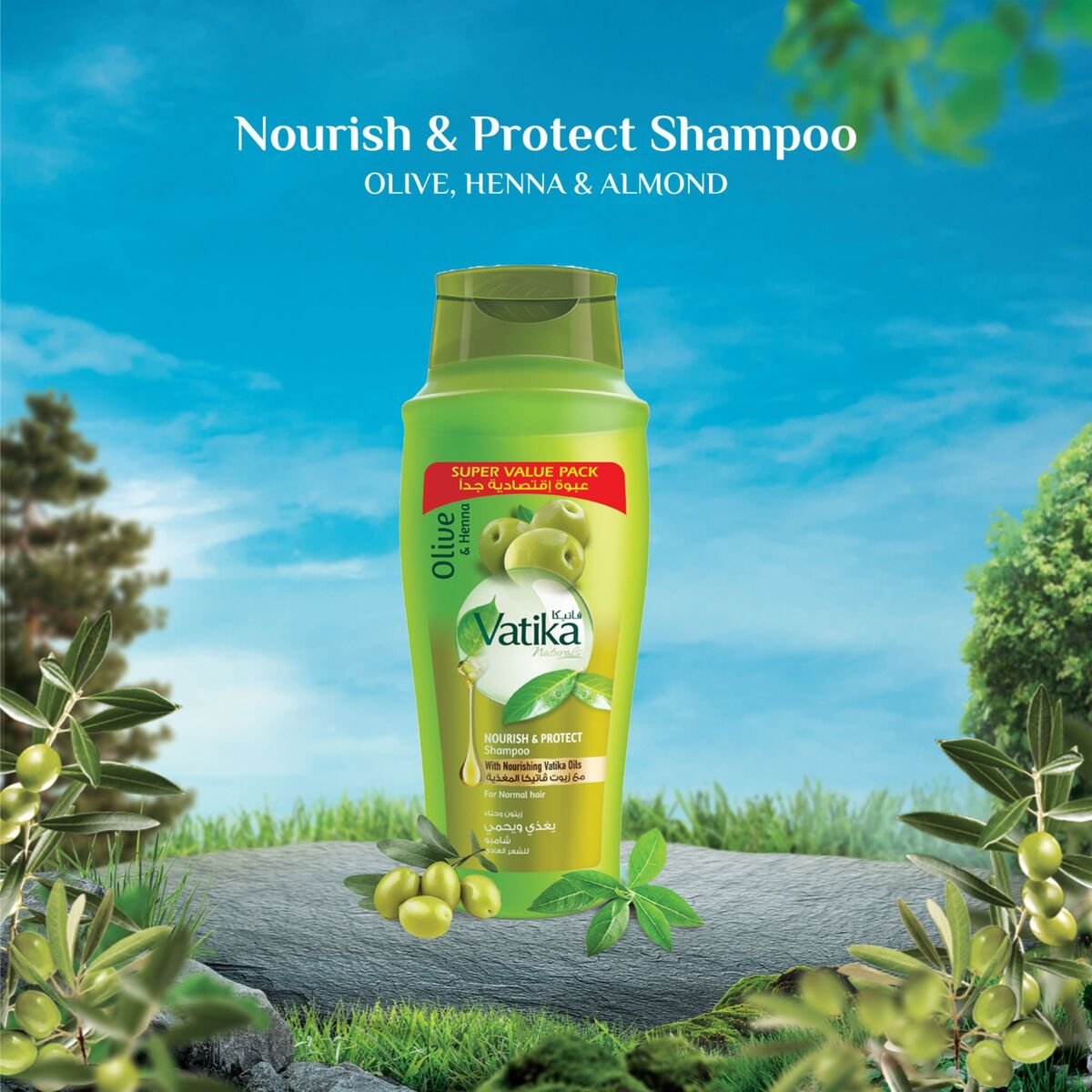 Vatika Naturals Nourish and Protect Shampoo Natural & Herbal Enriched with Olive and Henna For Normal Hair 700 ml