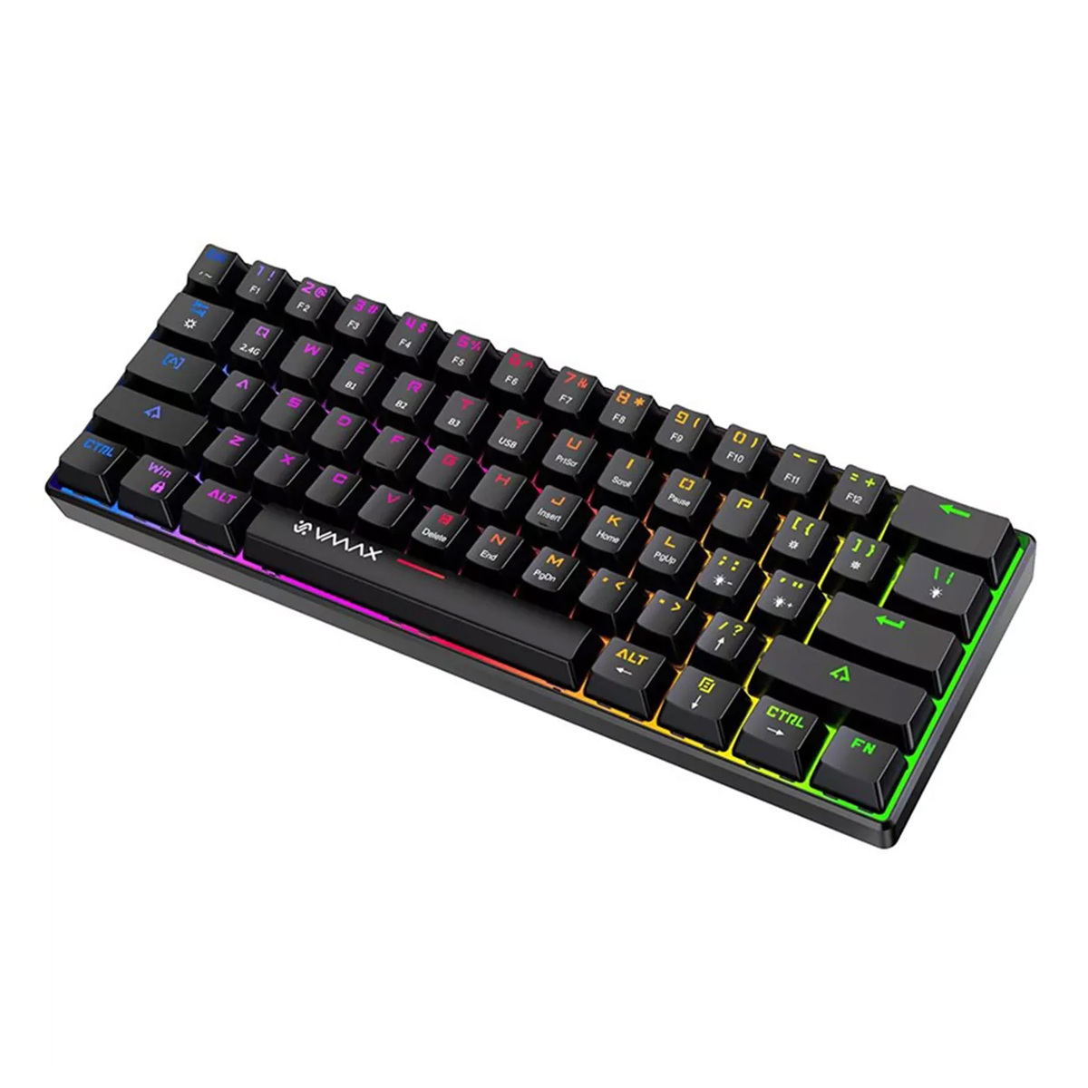 في ماكس لوحة مفاتيح ميكانيكية لاسلكية للألعاب مزدوجة الوضع باللون الأسود VGK200