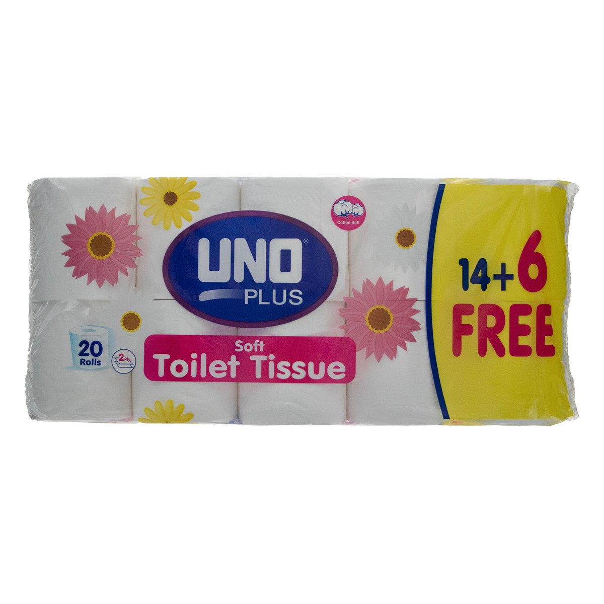 Uno Plus Soft Toilet Tissue 2ply 220 Sheets 14 + 6