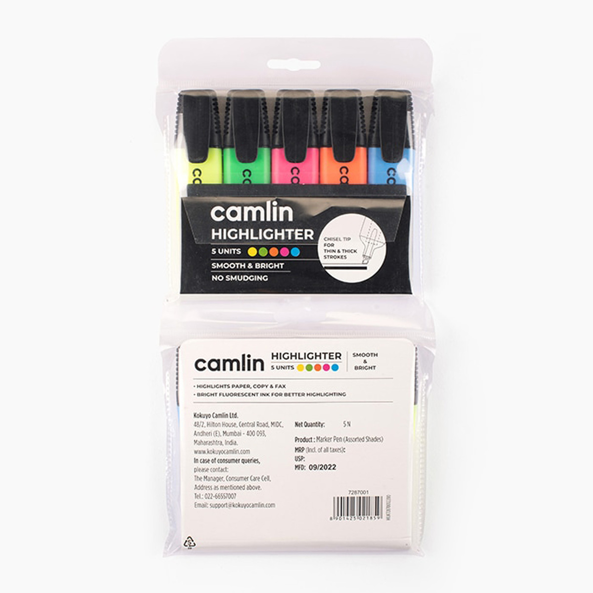 Camlin Highlighter Assorted pouch of 5 shades 7287001