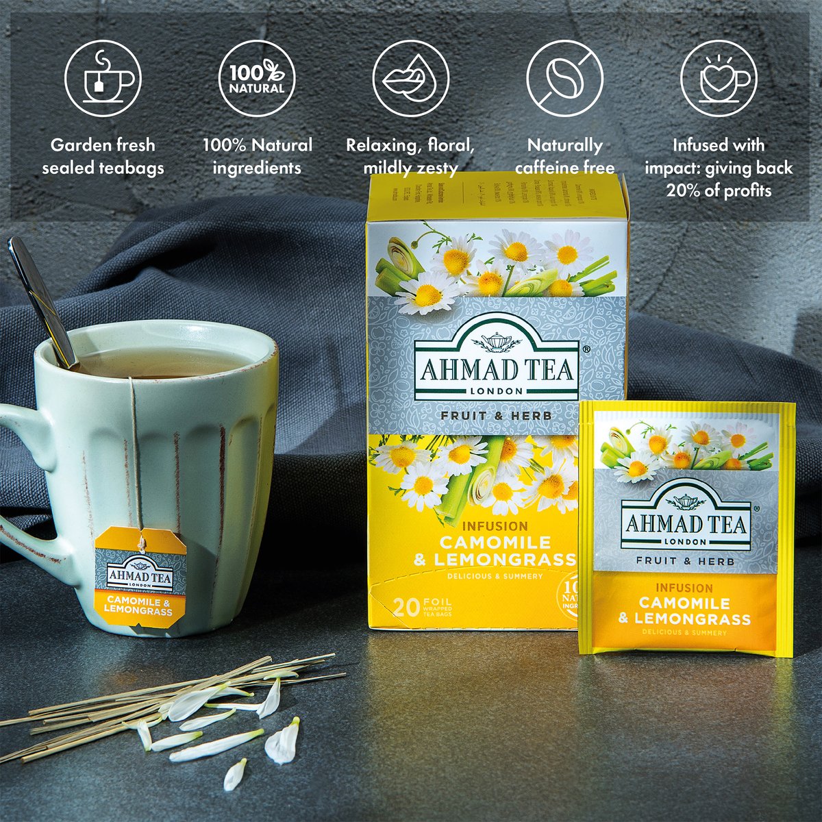 Ahmad Tea Camomile & Lemon Grass Tea 20 Teabags