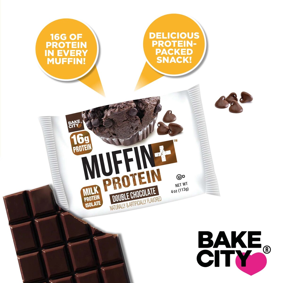 Bake City Double Chocolate Muffin+Protein, 113 g