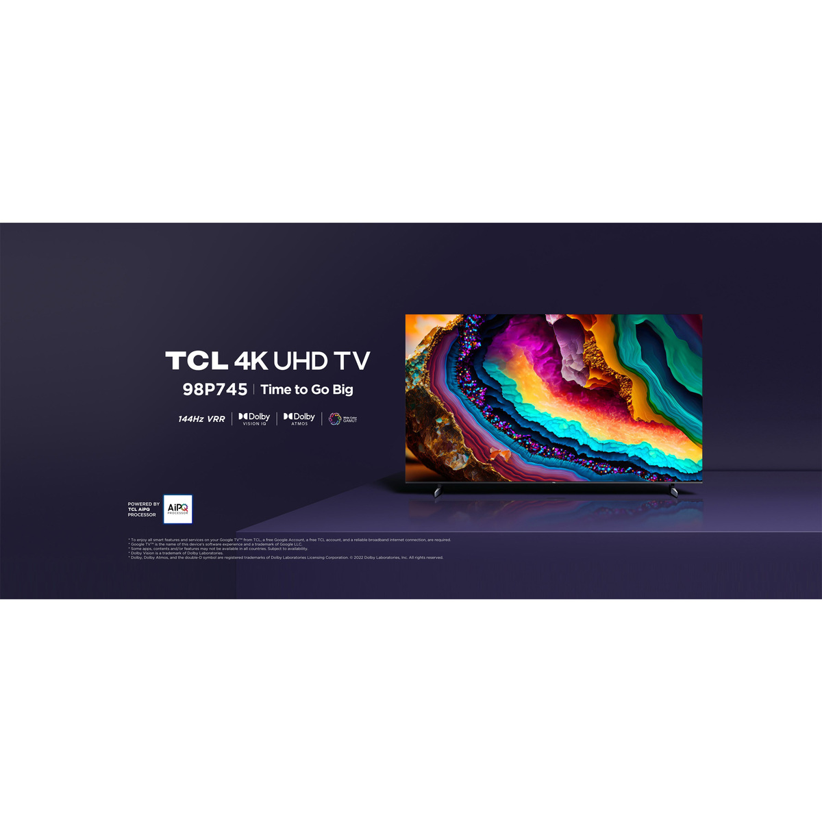 TCL 98 inches 4K UHD Google Smart LED TV 98P745