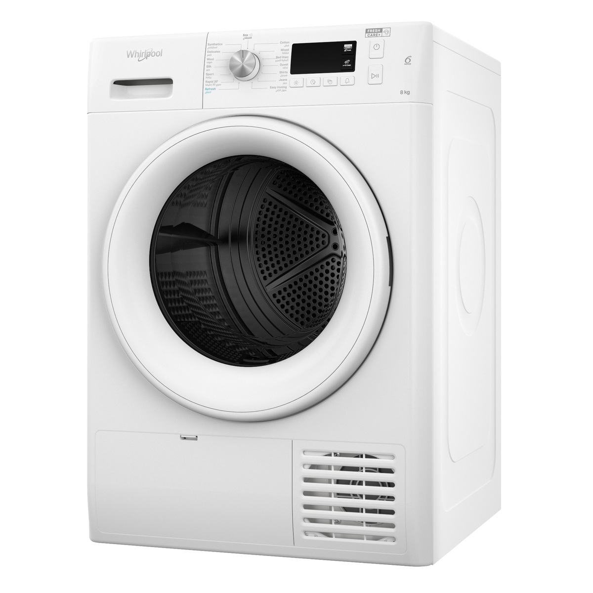 Whirlpool Freestanding Condenser Dryer, 8 kg, White, FFTCM118BGCC