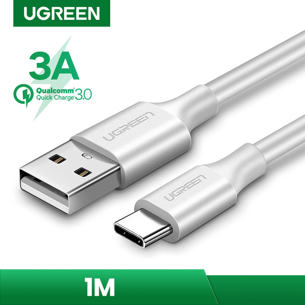 Ugreen USB-A to USB-C Cable, 1 m, White, 60121