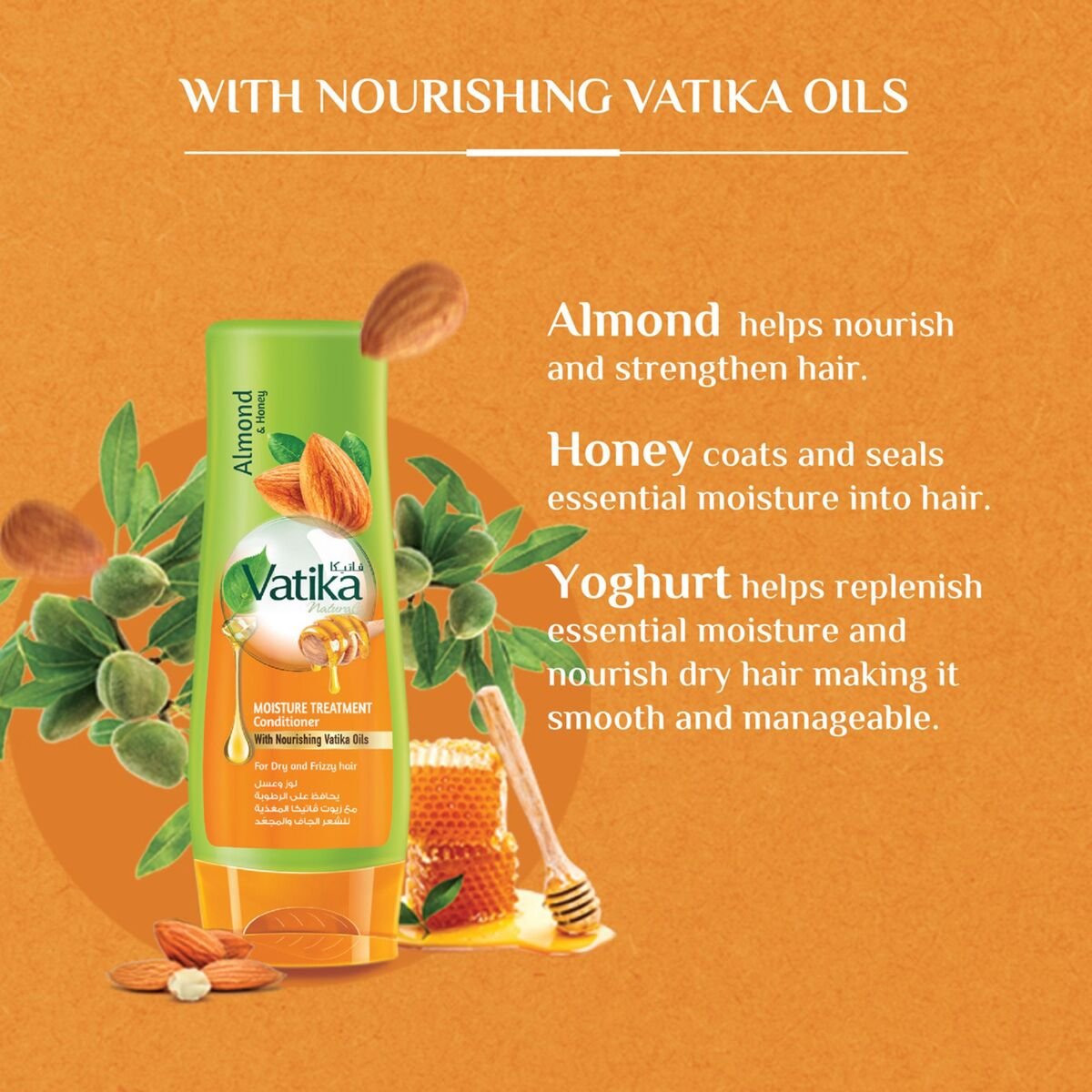 Vatika Naturals Moisture Treatment Conditioner Enriched with Almond & Honey, 400 ml