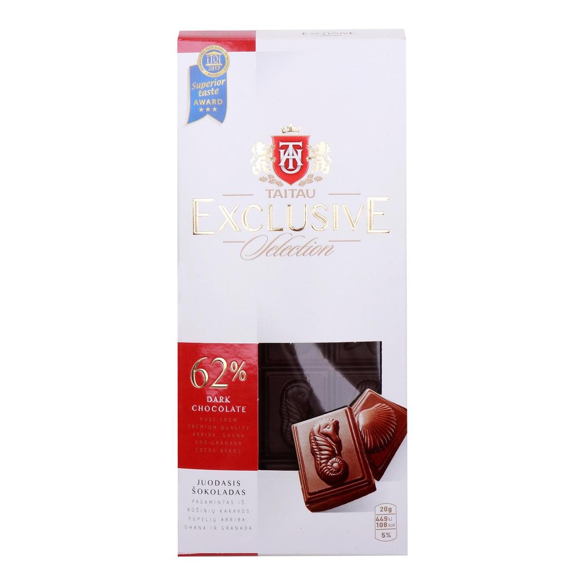 Taitau Exclusive Selection 62% Dark Chocolate, 100 g