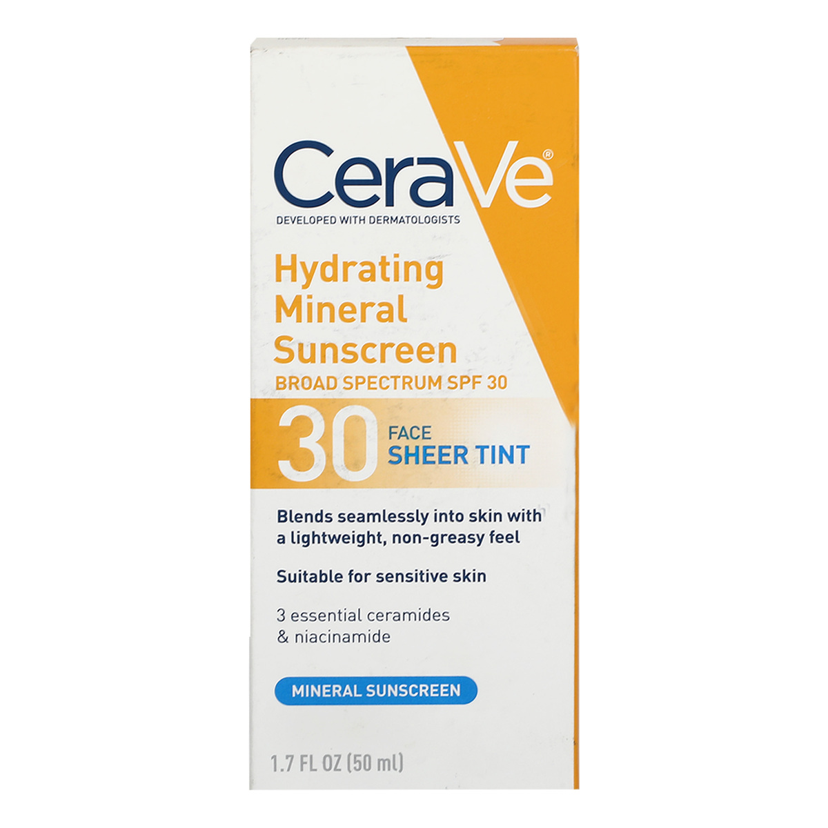 CeraVe Hydrating Mineral Sunscreen Broad Spectrum SPF 30, 50 ml