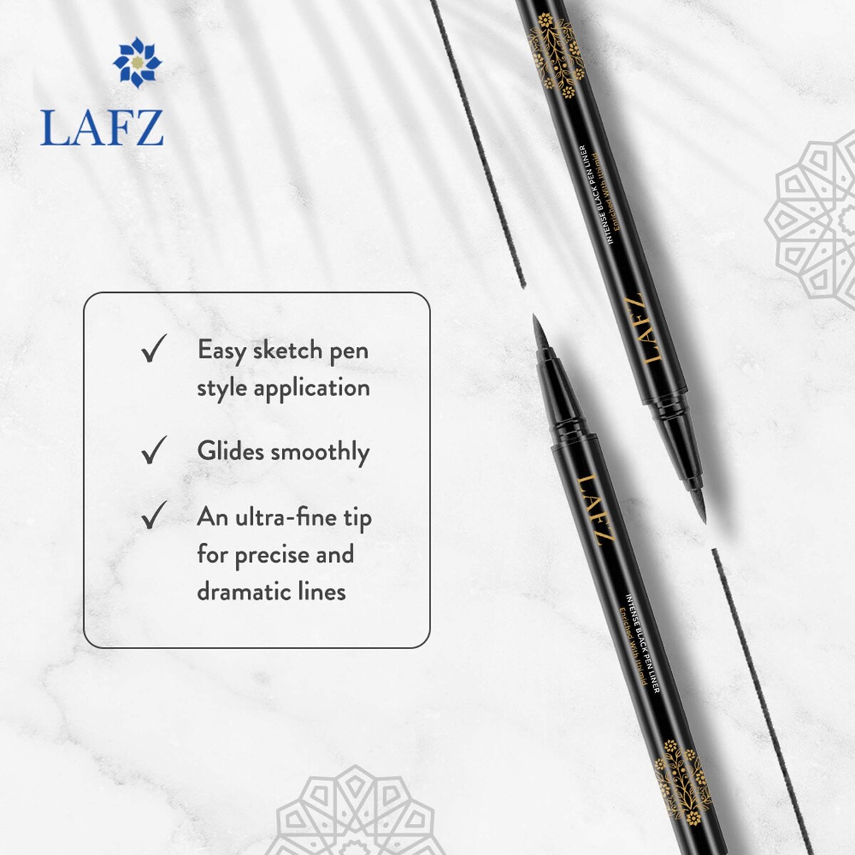 Lafz Waterproof Intense Black Pen Eye Liner, Black, 1.5 ml