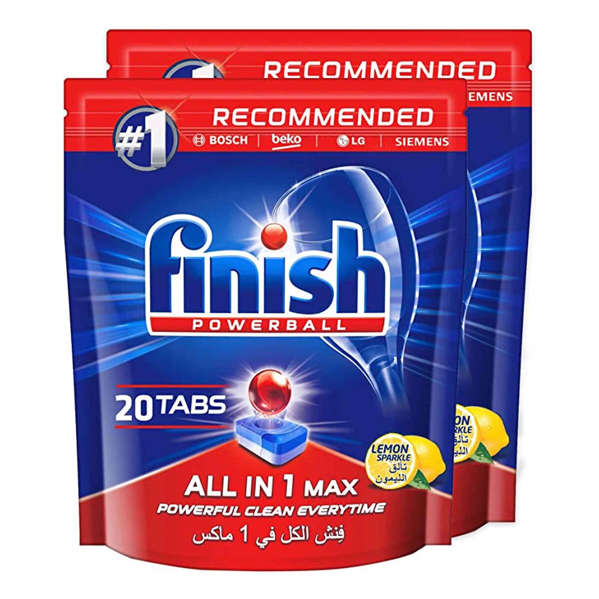 Finish Powerball All In 1 Max Lemon Sparkle Tabs 2 x 20 pcs