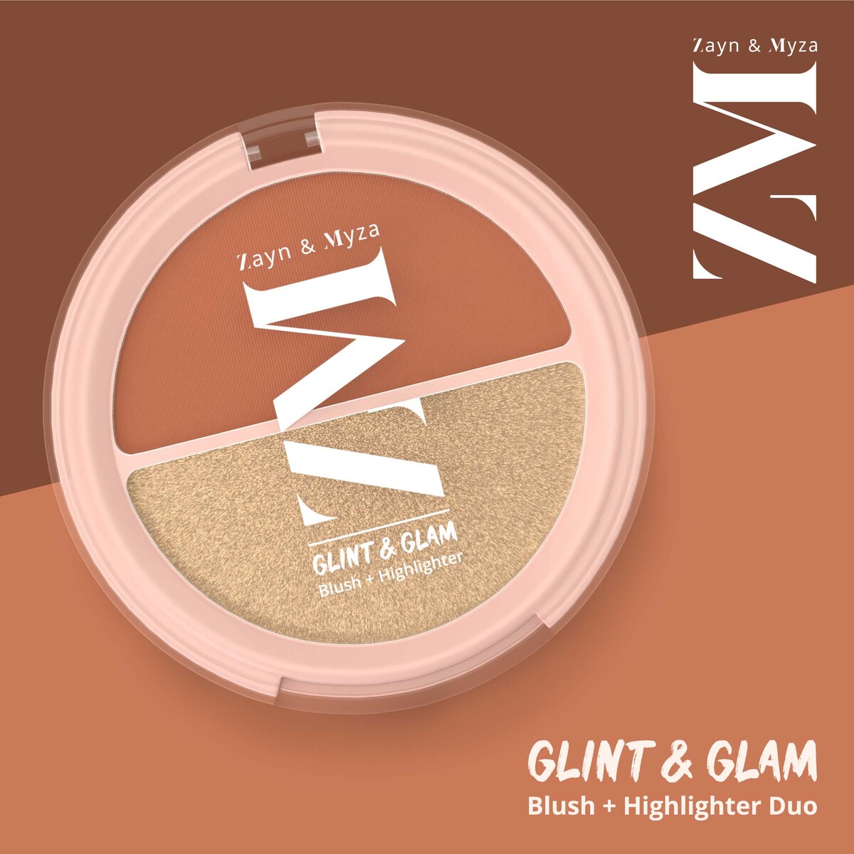 Zayn & Myza Glint and Glam Blush & Highlighter Duo with Argan Oil, 8 g, Glow Glam