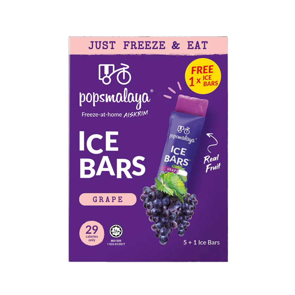 Pops Malaya Ice Bars Grape 6 X 45ml