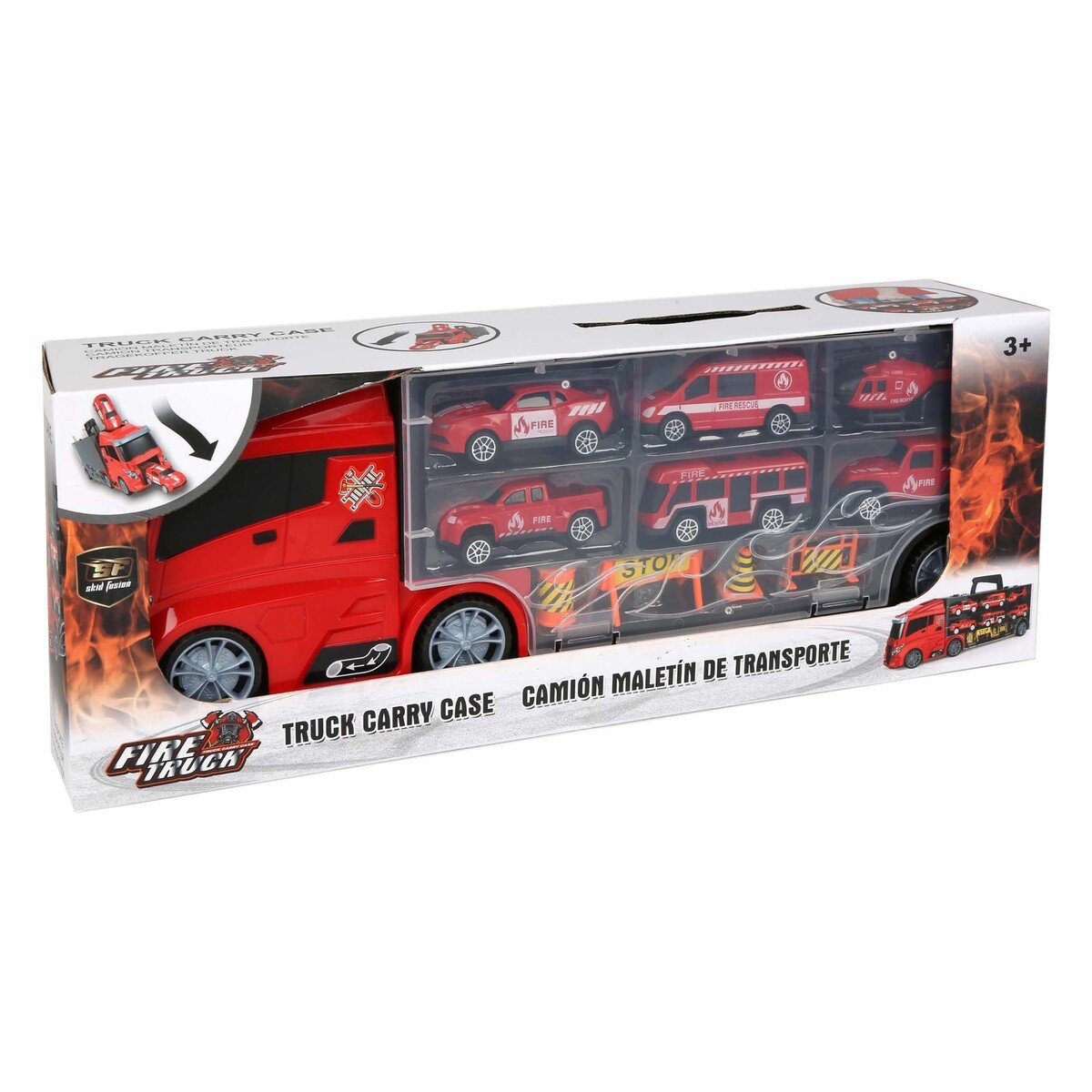 Jinjia Fire Truck Carry Case With 5 Cars 666-09K