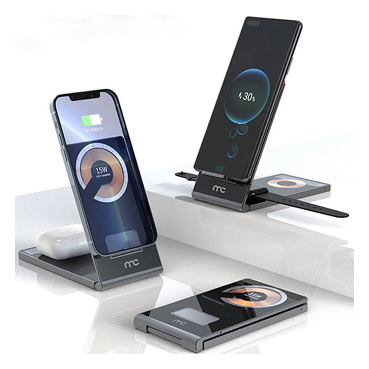 My Candy WSCB200TR 3in1 Wireless Transparent Charger Stand Black