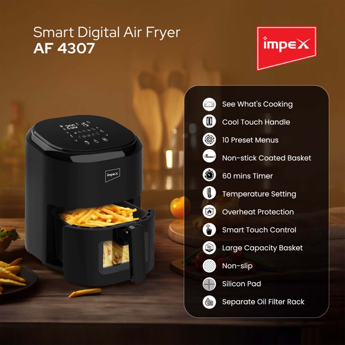 Impex Digital Air Fryer AF4307 4.5 Litre