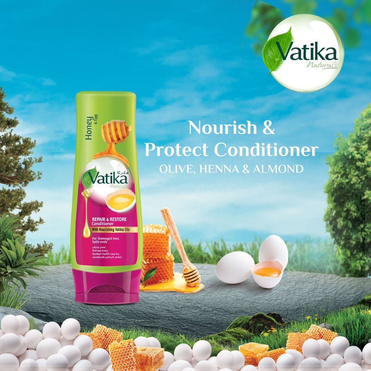 Vatika Naturals Repair & Restore Conditioner Enriched with Honey & Egg, 400 ml
