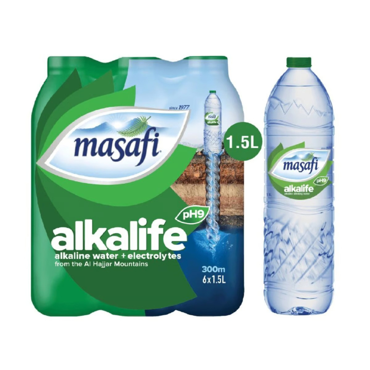Buy Masafi Alkalife Drinking Water Value Pack 6 x 1.5 Litres Online at Best Price | Mineral/Spring water | Lulu UAE in UAE