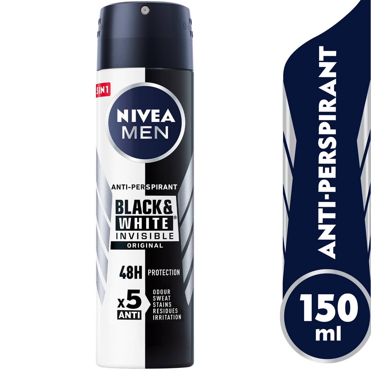 Buy Nivea Men Antiperspirant Spray Black & White Original 150 ml Online at Best Price | Mens Deodorants | Lulu Egypt in Kuwait