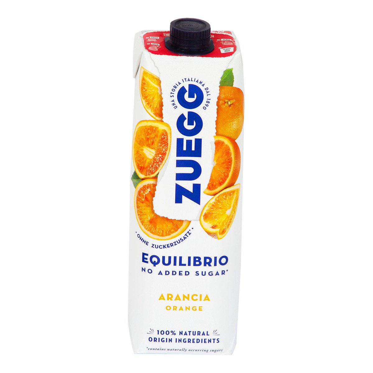 Zuegg Orange Juice, No Sugar Added, 1 Litre