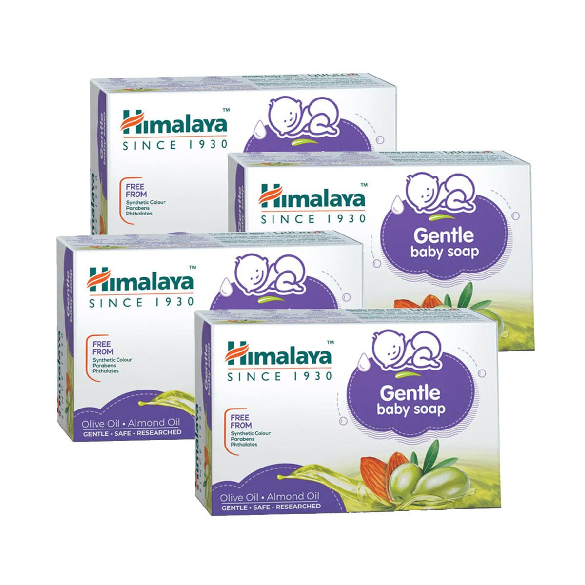 اشتري قم بشراء Himalaya Olive & Almond Oil Gentle Baby Soap Value Pack 4 x 125 g Online at Best Price من الموقع - من لولو هايبر ماركت Baby Soap في الامارات