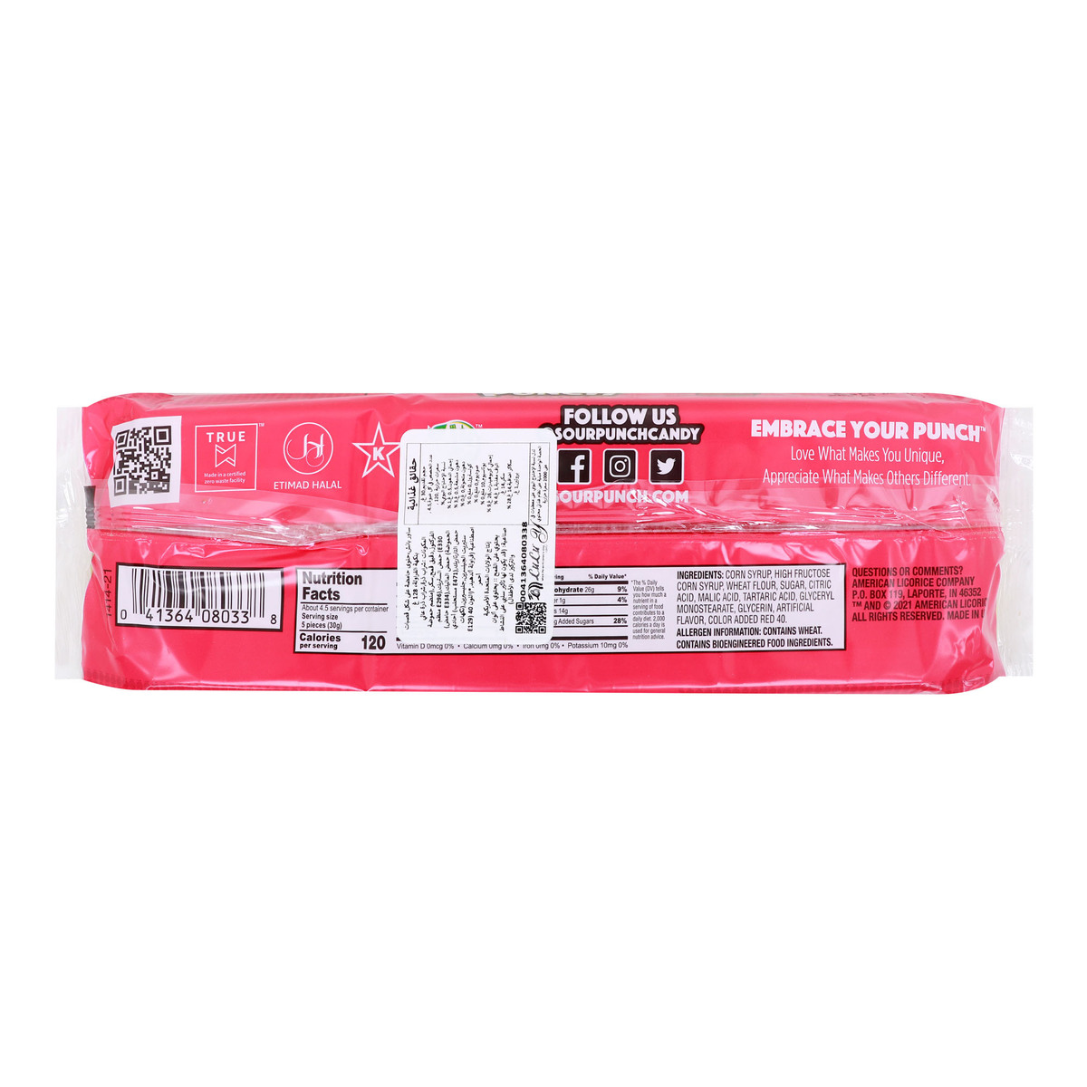 Sour Punch Strawberry Straws, 128 g