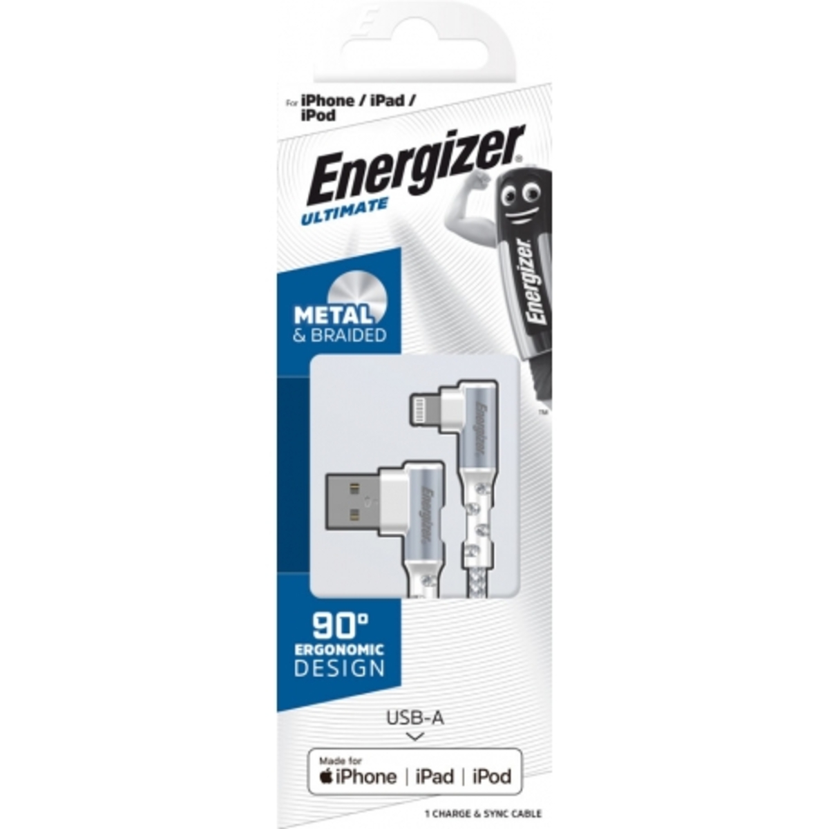Energizer Ultimate 90° cable - Lightning - 2m White