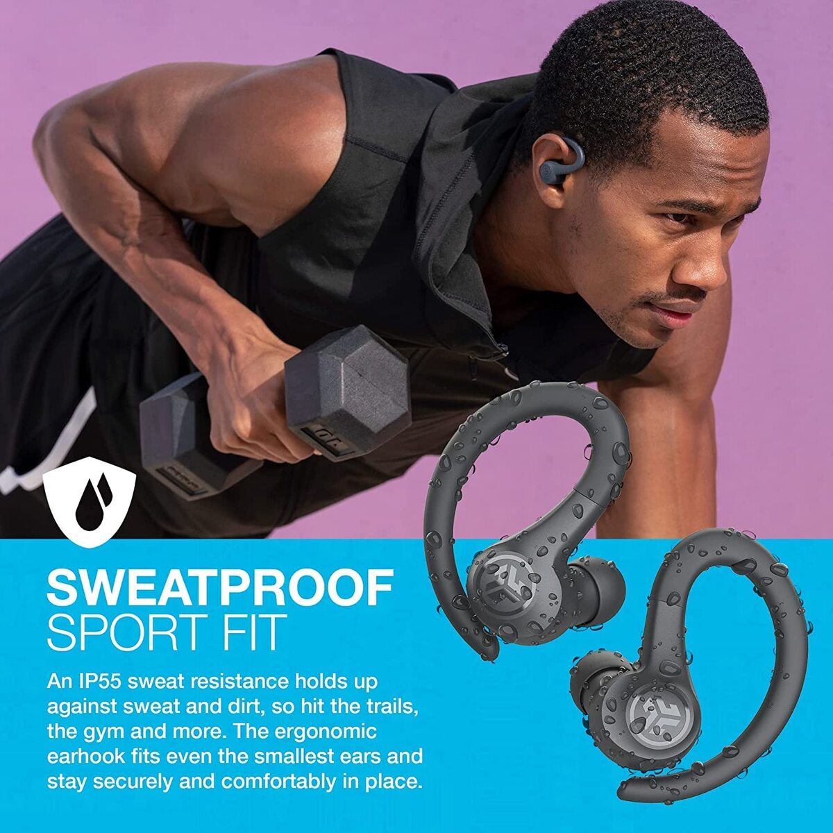  JLab Go Air Sport, Wireless Workout Earbuds Featuring C3 Clear  Calling, Secure Earhook Sport Design, 32+ Hour Bluetooth Playtime, and 3 EQ  Sound Settings (Graphite/Black) : Electronics