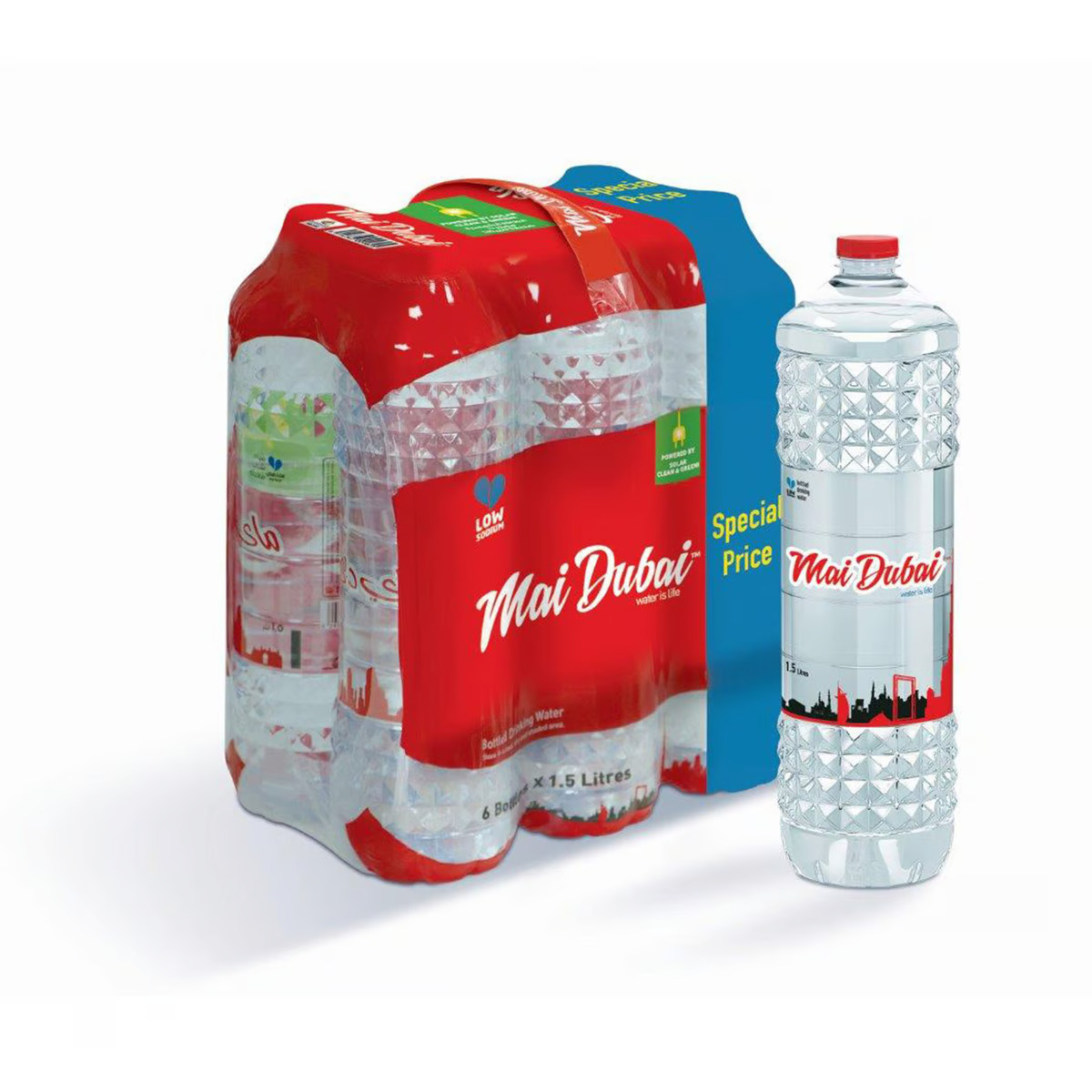 اشتري قم بشراء Mai Dubai Drinking Water Value Pack 6 x 1.5 Litres Online at Best Price من الموقع - من لولو هايبر ماركت Mineral /Spring Wate في الامارات