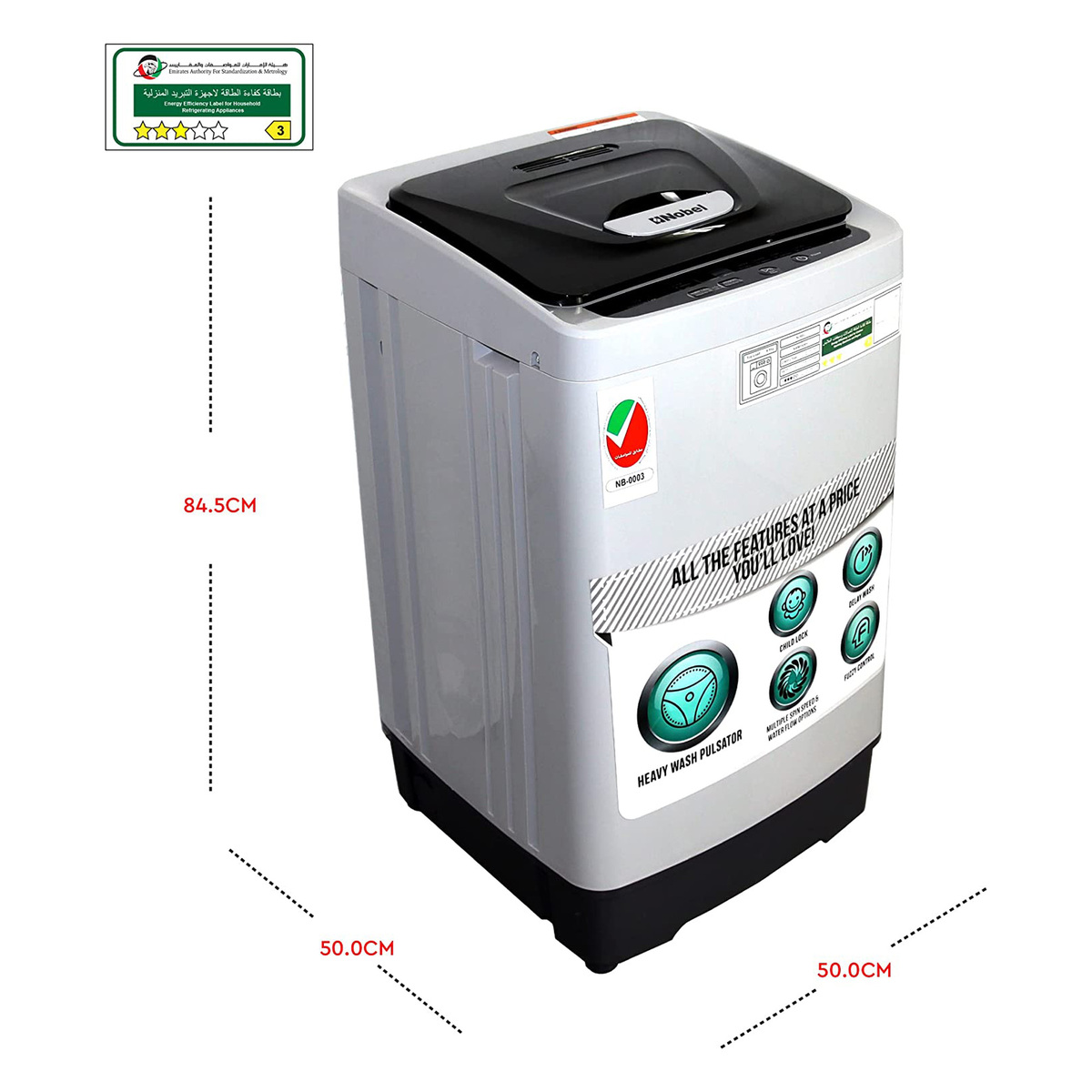 Nobel Fully Automatic Top Load Washing Machine, 4.5 Kg, 700 Rpm, White, NWM550RH