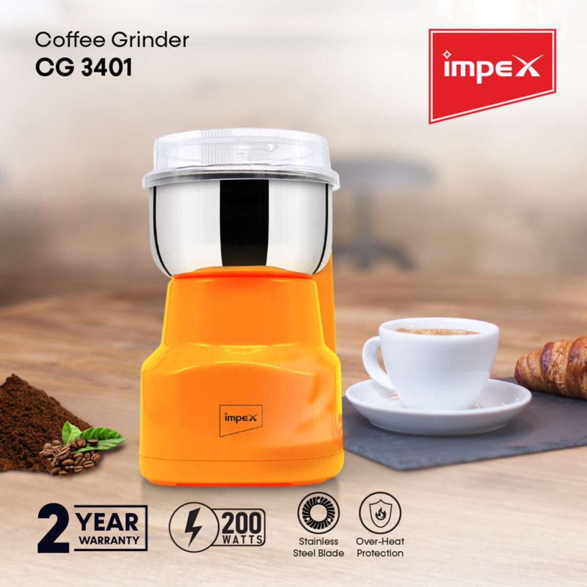 Impex CG 3401 N Coffee Grinder With Overheat protection