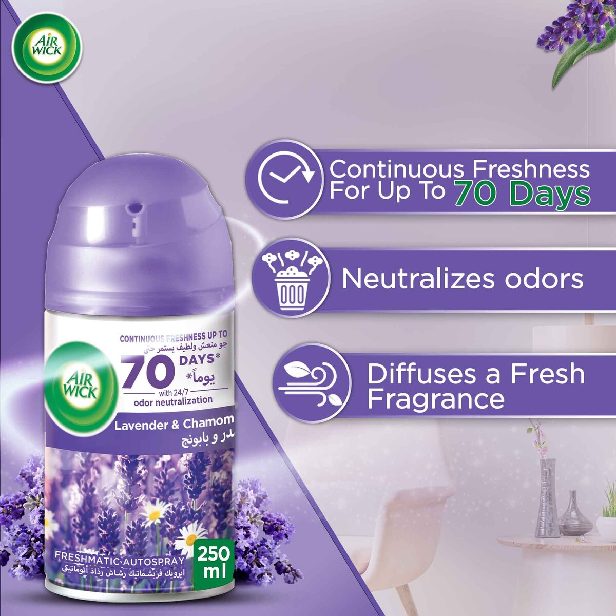 €29.27/L-3 Pack AIRWICK Air Freshener Spray Relaxing (Lavender/Patchouli)  250ml