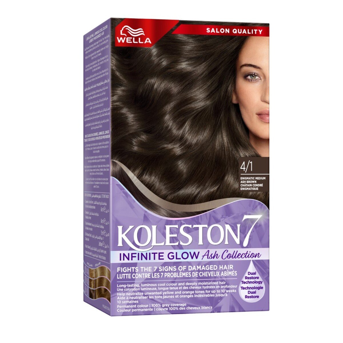 Koleston Infinite Glow Enigmatic Medium Ash Brown Hair Cream Color 4/1 1 pkt