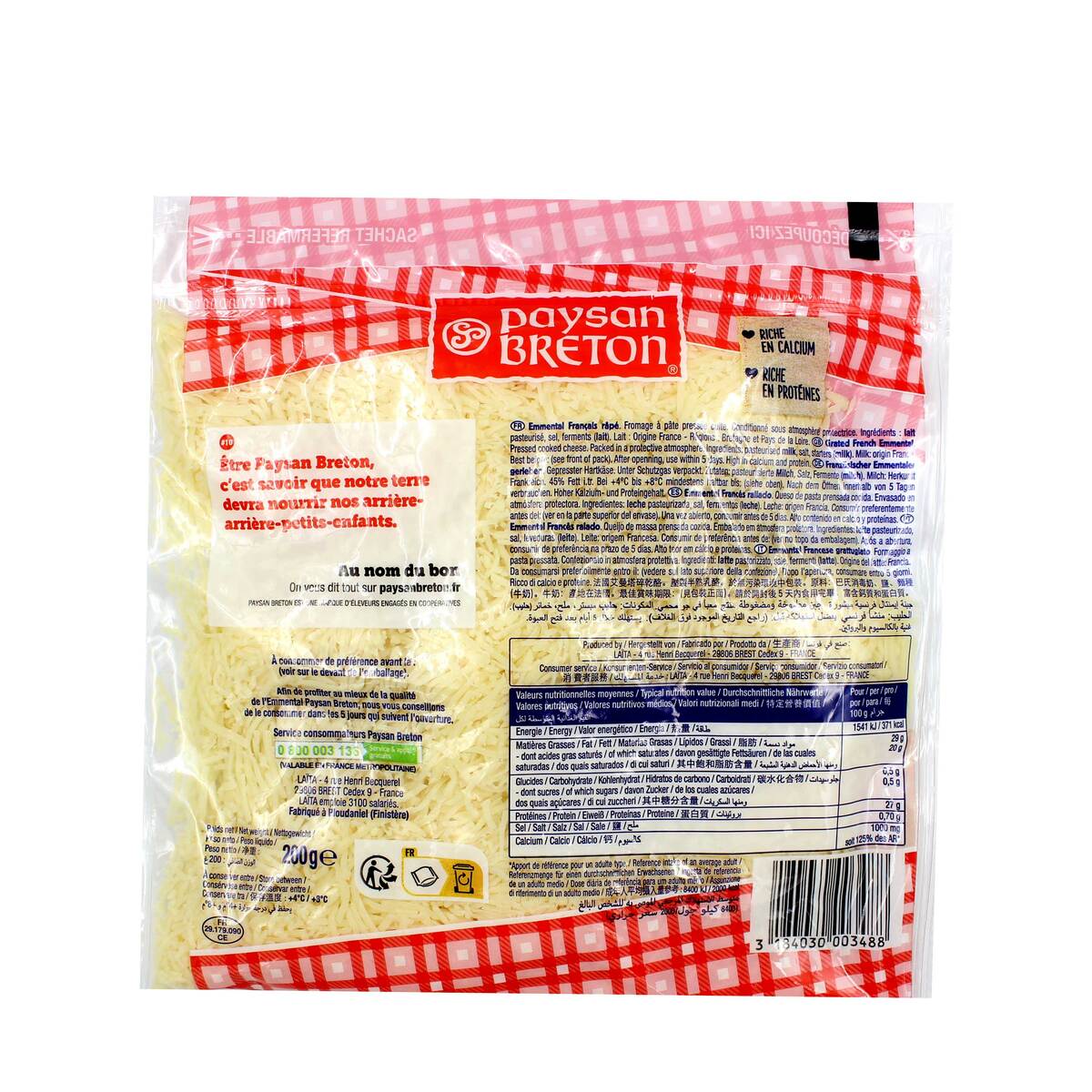 Paysan Breton French Emmental Shredded Cheese 200 g