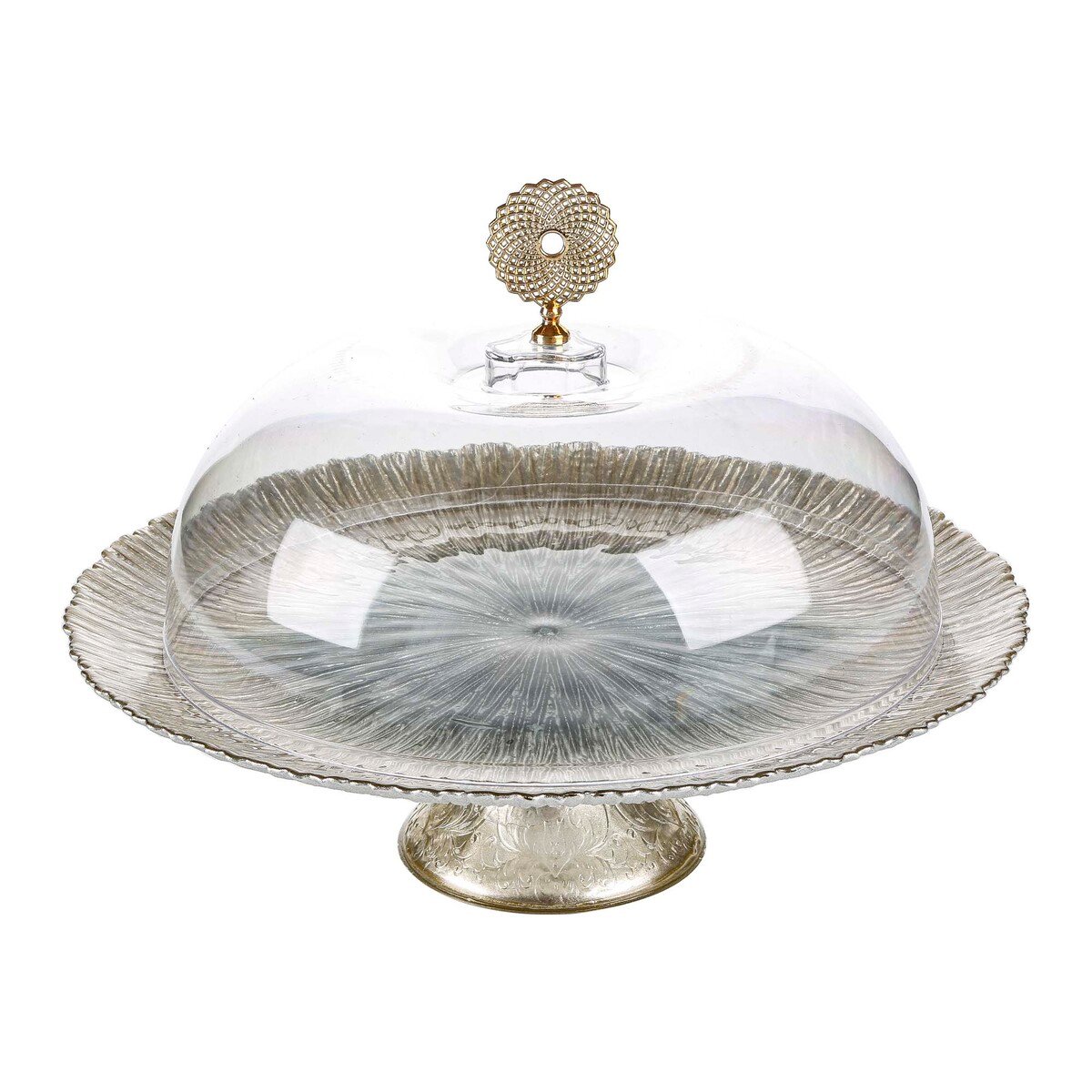 Glascom Glass Base With Acrylic Dome Decorative Bowl, 33 cm, FV27