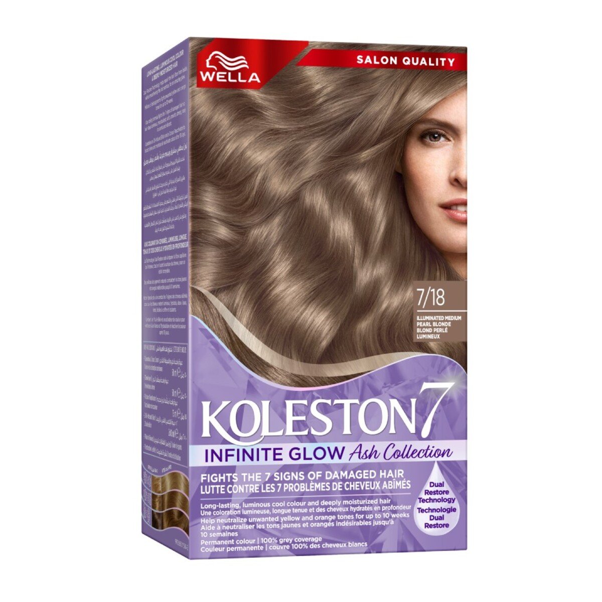 Koleston Infinite Glow Illuminated Medium Pearl Blonde Hair Cream Color 7/18 1 pkt